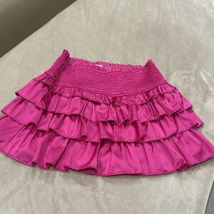 Girls size medium hot pink tiered shirt with built in shorts